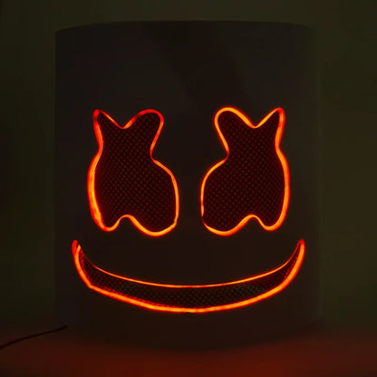 Halloween LED DJ Mask Lifelike Marshmello Mask Breathable Helmet Mask Durable Carnival Festival Halloween Party Props Cosplay
