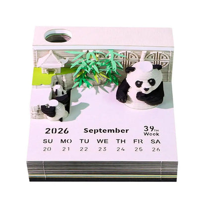2026 Creative Hogwarts Magic Castle Calendar Sticker With Light 3D Hand-torn Castle Calendar Tear-Away Notepad DIY Craft Gifts