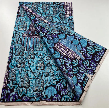 100%Certified Grand Super African Wax Nigerian GlitterGlam Gold Embellished Ankara Wax Printed Fabric Real Original For Sewing