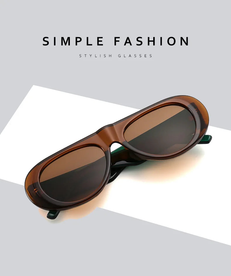 Vintage Big Frame Ellipse Women Square Sunglasses Brand Black Round Cool Men Sunglasses One Piece Designer Pilot Sun Glasses