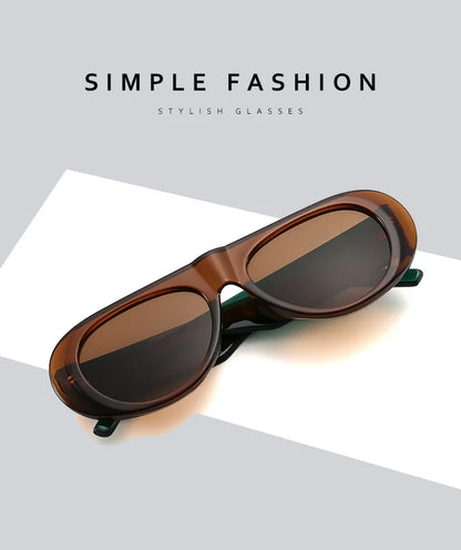 Vintage Big Frame Ellipse Women Square Sunglasses Brand Black Round Cool Men Sunglasses One Piece Designer Pilot Sun Glasses