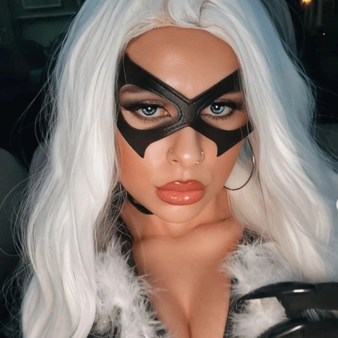 1pc Half Face Cat Eye Costume Mask Woman Black Leather Cat Mask Masquerade Mask For Halloween Party Cosplay