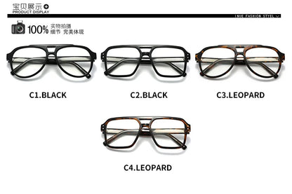 Unisex Retro Glasses Frame Large Eyeglasses Anti Blue Light Square Opical Glasses Aviation Suitable Decoration Eyewear