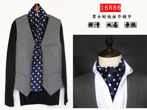 Business Scarf Hangzhou Silk Men's Scarf Long Scarf Double-Sided Trendy British European American Style Autumn Winter
