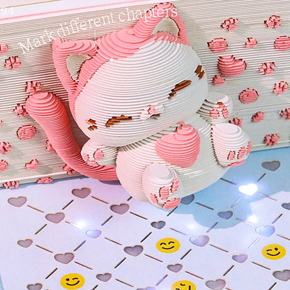 Time Piece Calendar 2026 Desk Calendar With LED Light 3D Tear-away Calendar Paper Carving Art Memo Pad Notepad Gift Christmas