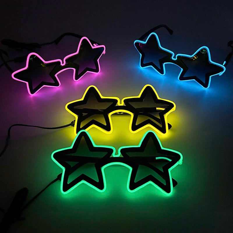Cool glowing star shape glasses Led Light Up Star Glasses Glow In The Dark glasses for nightclub Birthday wedding party supplies