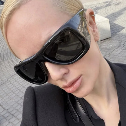 QVQV Trendy Oversized Square Sunglasses Women Men Luxury Brand Original Thick Frame Sunglasses Retro Outdoors Driving Shades