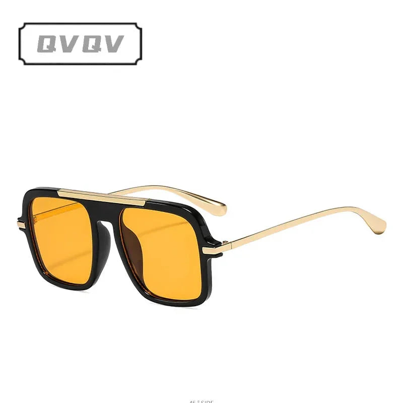 QVQV Brand Design Square Oversized Sunglasses for Women Men Fashion Popular Leopard Champagne Shades UV400 Sun Glasses Trendy