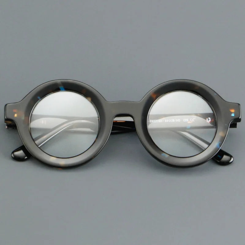 Vintage Round Glasses Frame Luxury New Fashion Trend Solid Thick Acetate Frame High-end Fake Glasses Women Men Original Quality
