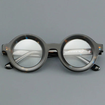 Vintage Round Glasses Frame Luxury New Fashion Trend Solid Thick Acetate Frame High-end Fake Glasses Women Men Original Quality
