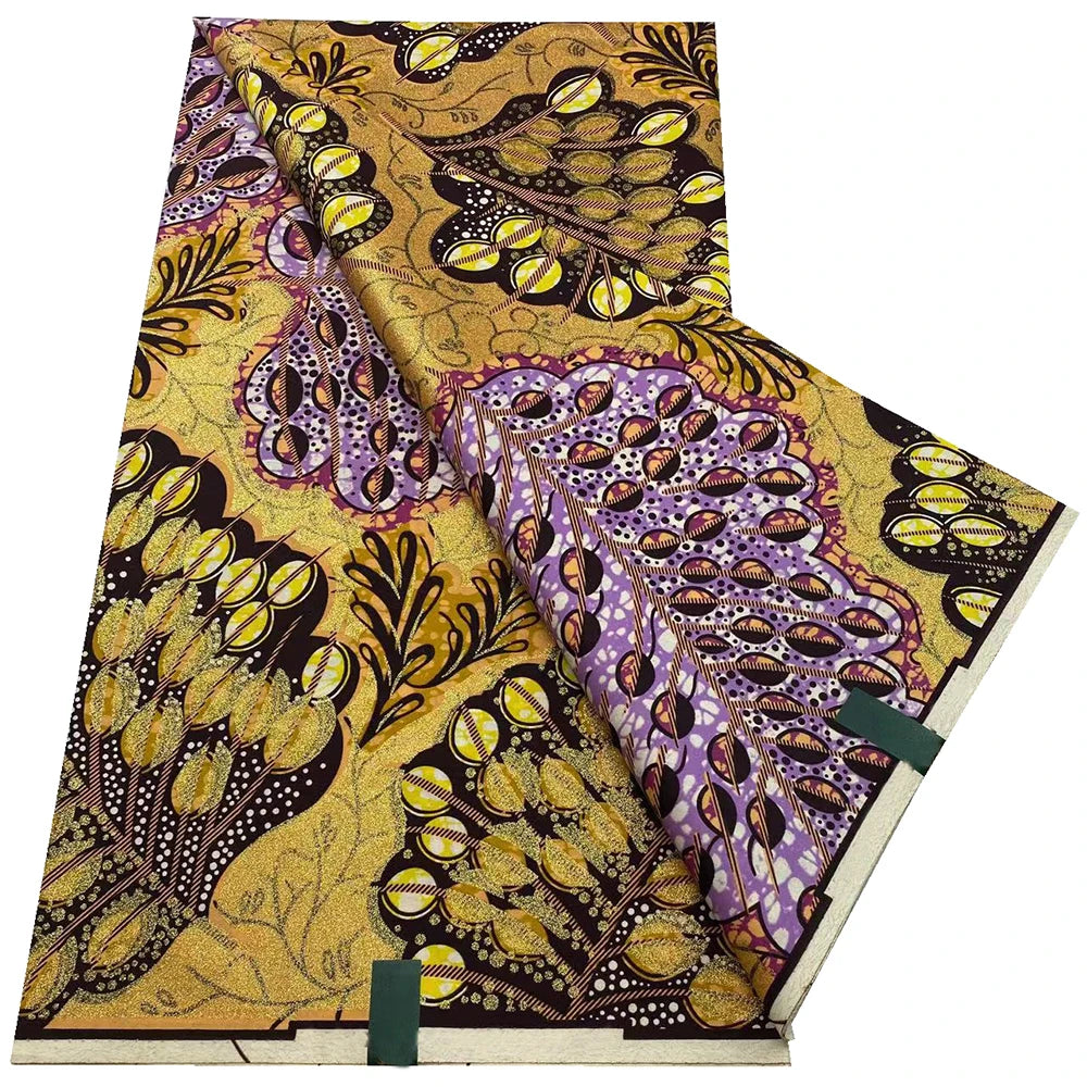 African Wax Prints Fabric Golden Wax Fabric High Quality Ankara Fabric for Party Dress New Grand Super 100% Cotton Y15, 6Yards