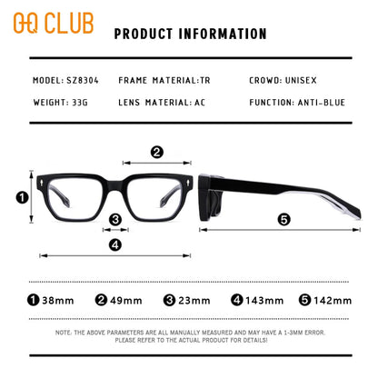 O-Q CLUB Glasses Myopia Eyeglasses Photochromic Glasses Man Prescription Blue Light Lenses to Read Women Lens Reading Glass Men