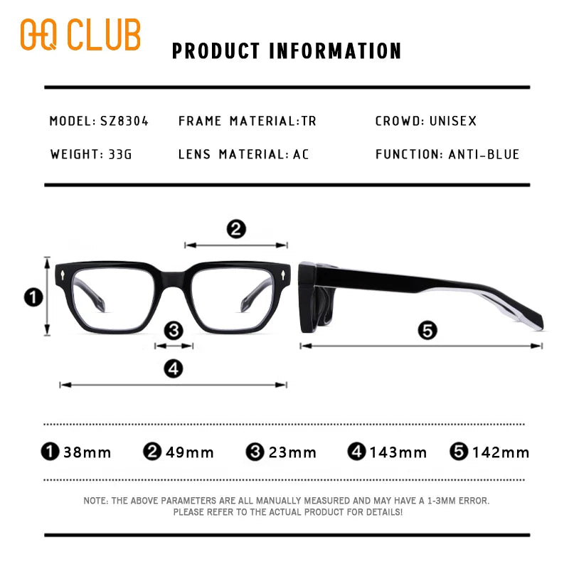 O-Q CLUB Glasses Myopia Eyeglasses Photochromic Glasses Man Prescription Blue Light Lenses to Read Women Lens Reading Glass Men