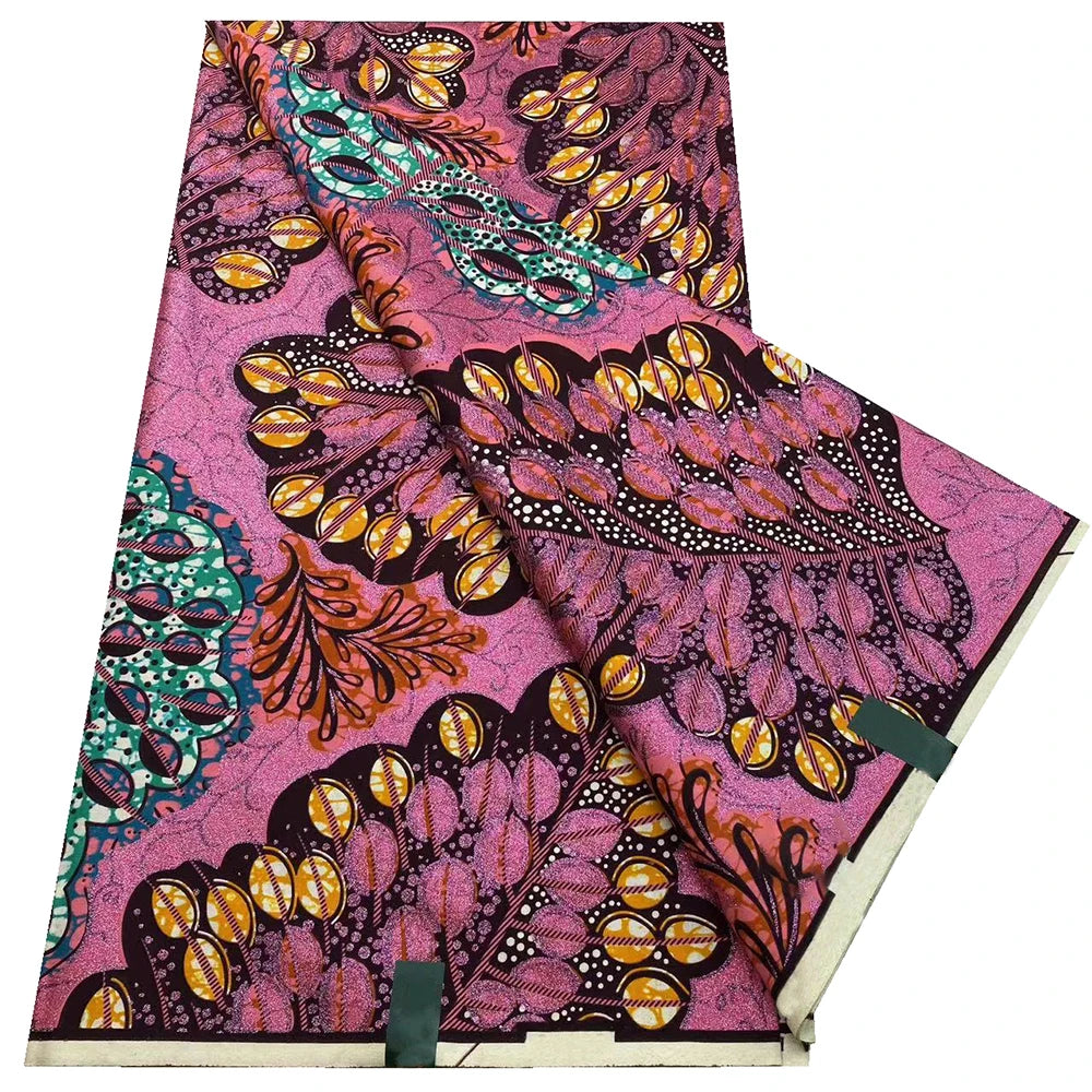 African Wax Prints Fabric Golden Wax Fabric High Quality Ankara Fabric for Party Dress New Grand Super 100% Cotton Y15, 6Yards