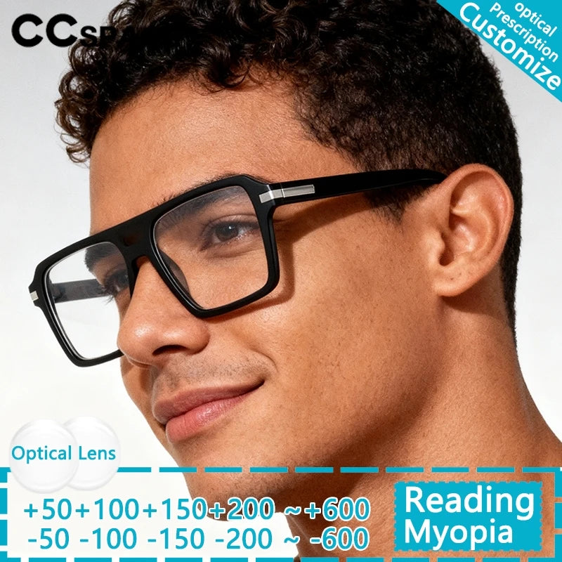 Luxury Brand Designer Reading Glasses Women 2025 Retro Double Bridge Square Eyeglass Fashion Man Optical Prescription Eyewear