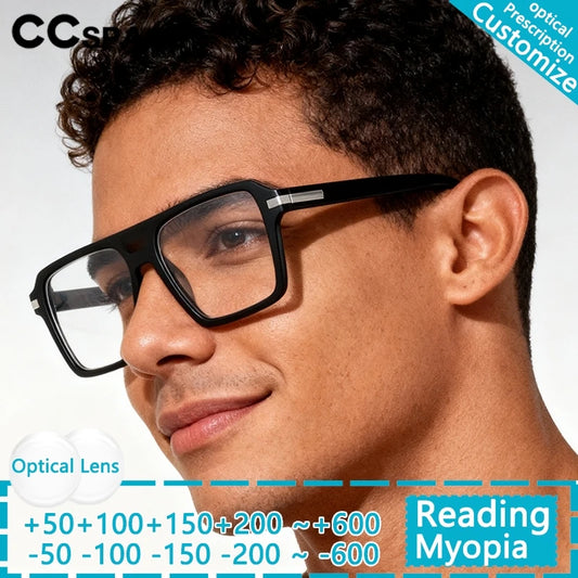 Luxury Brand Designer Reading Glasses Women 2025 Retro Double Bridge Square Eyeglass Fashion Man Optical Prescription Eyewear