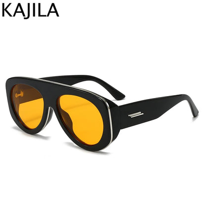 Oversized Oval Pilot Shield Sunglasses Women Big 2025 Luxury Brand Retro Y2K Punk Mirror Sun Glasses For Ladies Shades UV400