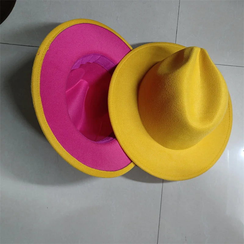 Sombreros Fedora Hat Dual Color Classic Jazz Hat Soft Fedora Hat Classic Men's and Women's Blue Jazz sombreros