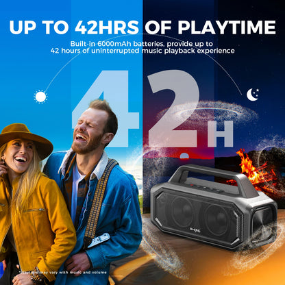 W-KING 80W Speakers Bluetooth Wireless, Portable Outdoor Speakers Loud with Bass Boost, Stereo Pairing, Reverse Charging, IPX6 W