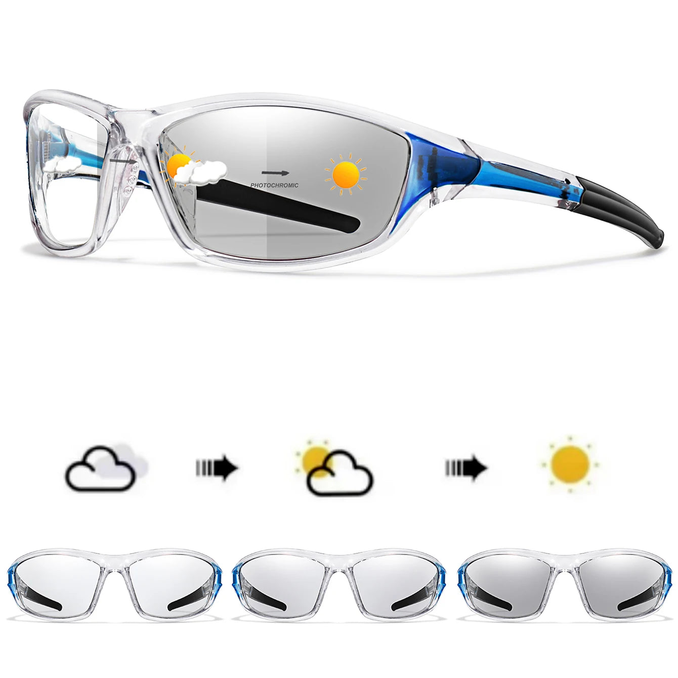 New Style Photochromic Cycling Eyewear Men Women MTB Bike Running Fishing Glasses Comfortable Brand Bicycle Goggles UV400