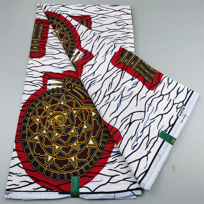 Dutch Hollandais Printed Fabric for African Classical Dress Veritable Real Wax Guaranteed 100% Cotton 6 Yards