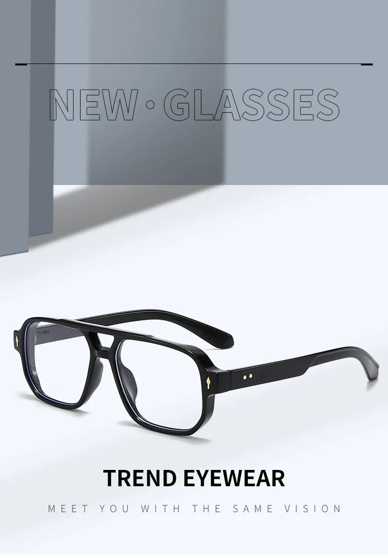 SHAUNA Double Bridges Anti Blue Light Retro Women Square Glasses Frame Fashion Men Optical Eyewear