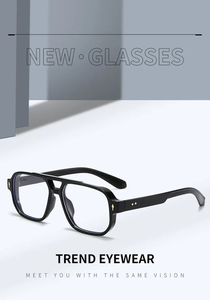 SHAUNA Double Bridges Anti Blue Light Retro Women Square Glasses Frame Fashion Men Optical Eyewear