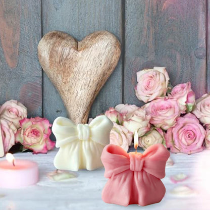 3D Bowknot Three-Dimensional Aroma Candle DIY Bow Aromatherapy Scented Candles Wedding Valentine's Day Gift Home Desktop Decor