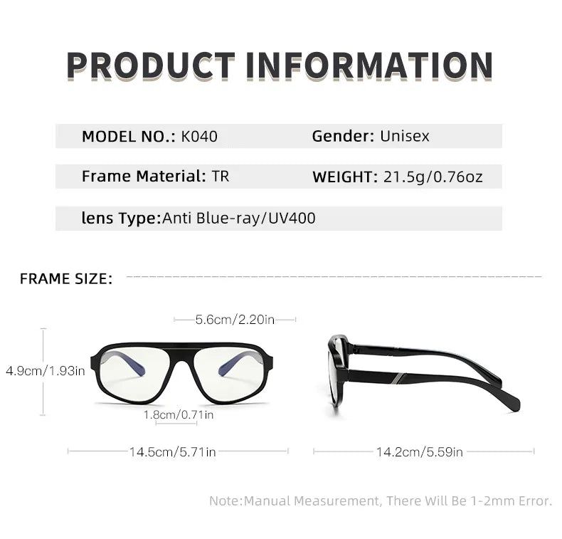 Classic Oversized Square Photochromic Anti Blue Light Reading Glasses Men Women Luxury Brand Computer Glasses Trendy TR90 Frames