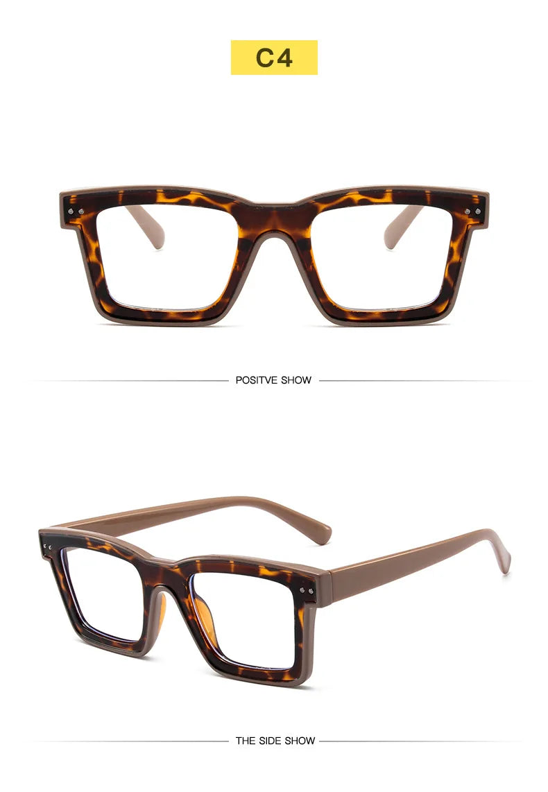 Retro Square Anti Blue Light Optical Glasses Frames Men Fashion Computer Prescription Eyeglasses Women TR90 Reading Glasses +2.5
