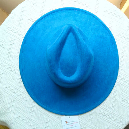 Suede Fedora Multicolor Heart-shaped Top 9.5cm Brim Men and Women Jazz Hat Panama Hat