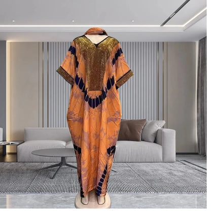 2025 New Afro Kaftan Dress for Women Long Sleeve off Shoulder Robe plus Size Fringe Detail Comfortable Beach Wear Summer