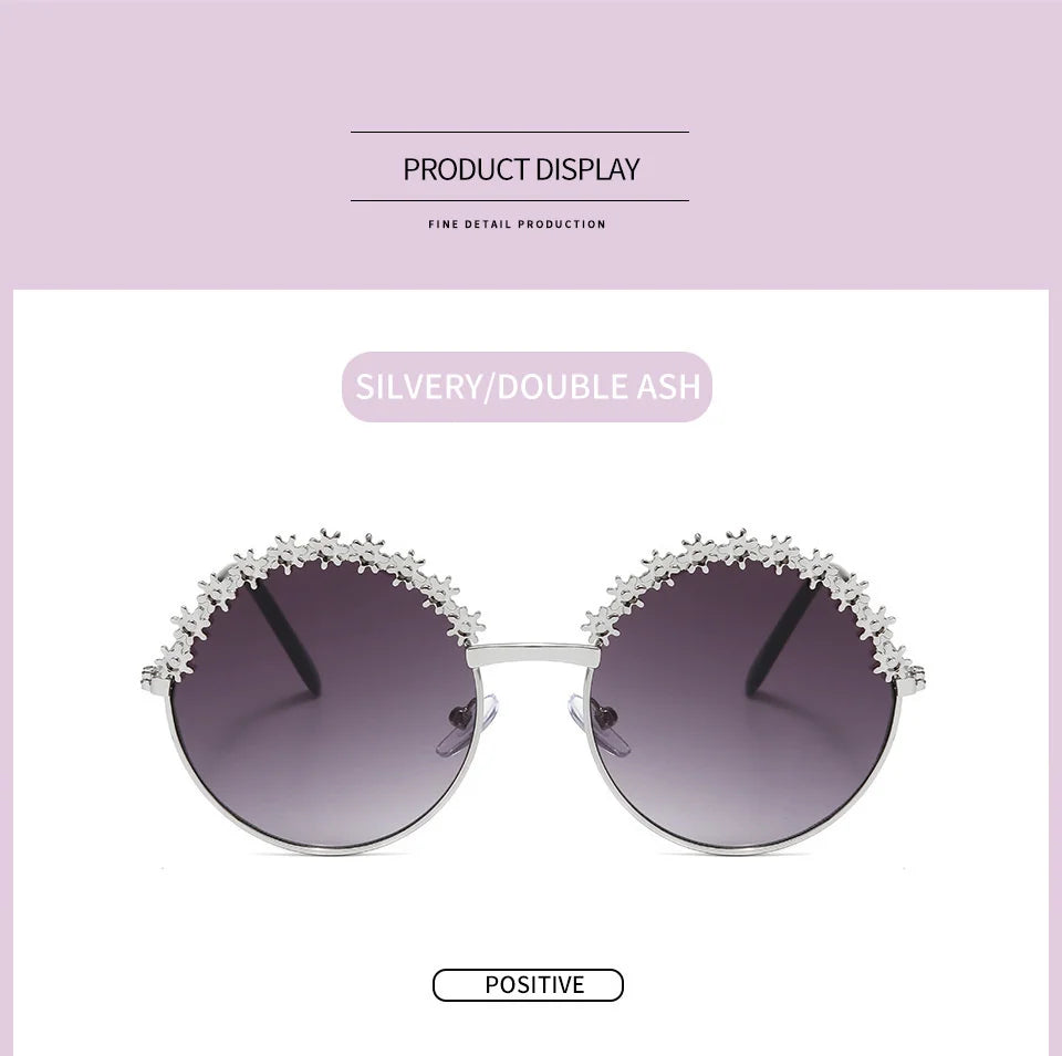 2025 Sunglasses children's glasses flower fashion New Sunglasses children's round children's Metal