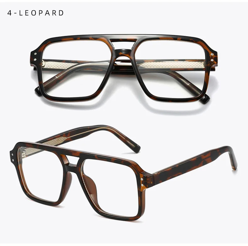 Unisex Retro Glasses Frame Large Eyeglasses Anti Blue Light Square Opical Glasses Aviation Suitable Decoration Eyewear