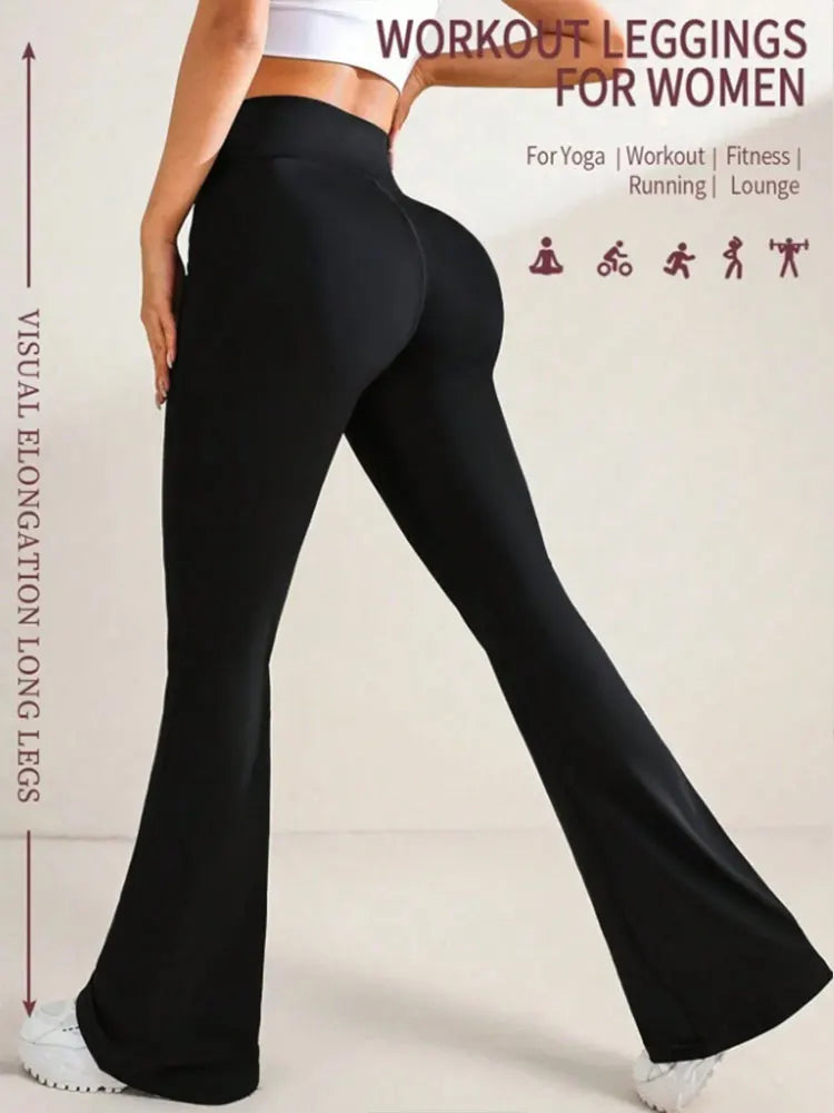Women's High-Waisted Yoga Flare Pants - Red/White/Black Bootcut Workout Leggings,Plus Size Clothes,Pants & Capris,Jeans（New）