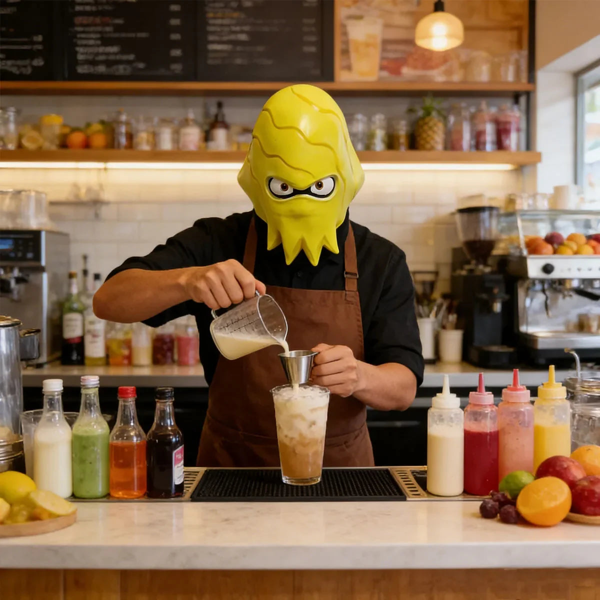 Anime Alien Octopus Head Mask, Funny Photo & Party Prop, Yellow Octopus Mask, Halloween Cosplay & Prank Essential