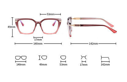 R57522 Women Tr90 Blue Light Blocking Glasses Frame Comfortable Spring Hinge Presbyopia Eyeglasses Customizable Diopters