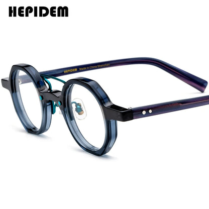 FONEX HEPIDEM Acetate Eyeglasses Frame Men 2025 New Small Round Brand Design Glasses Women Retro Vintage Eyewear Spectacles 9341