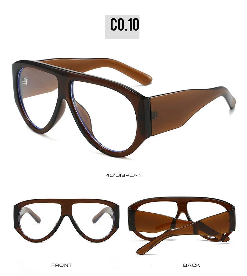 New Large Frame Luxury Myopia Glasses Anti Blue Light Oversized Pilot Fashion Eyeglasses Oval Clear Lens Short-sighted Eyewear