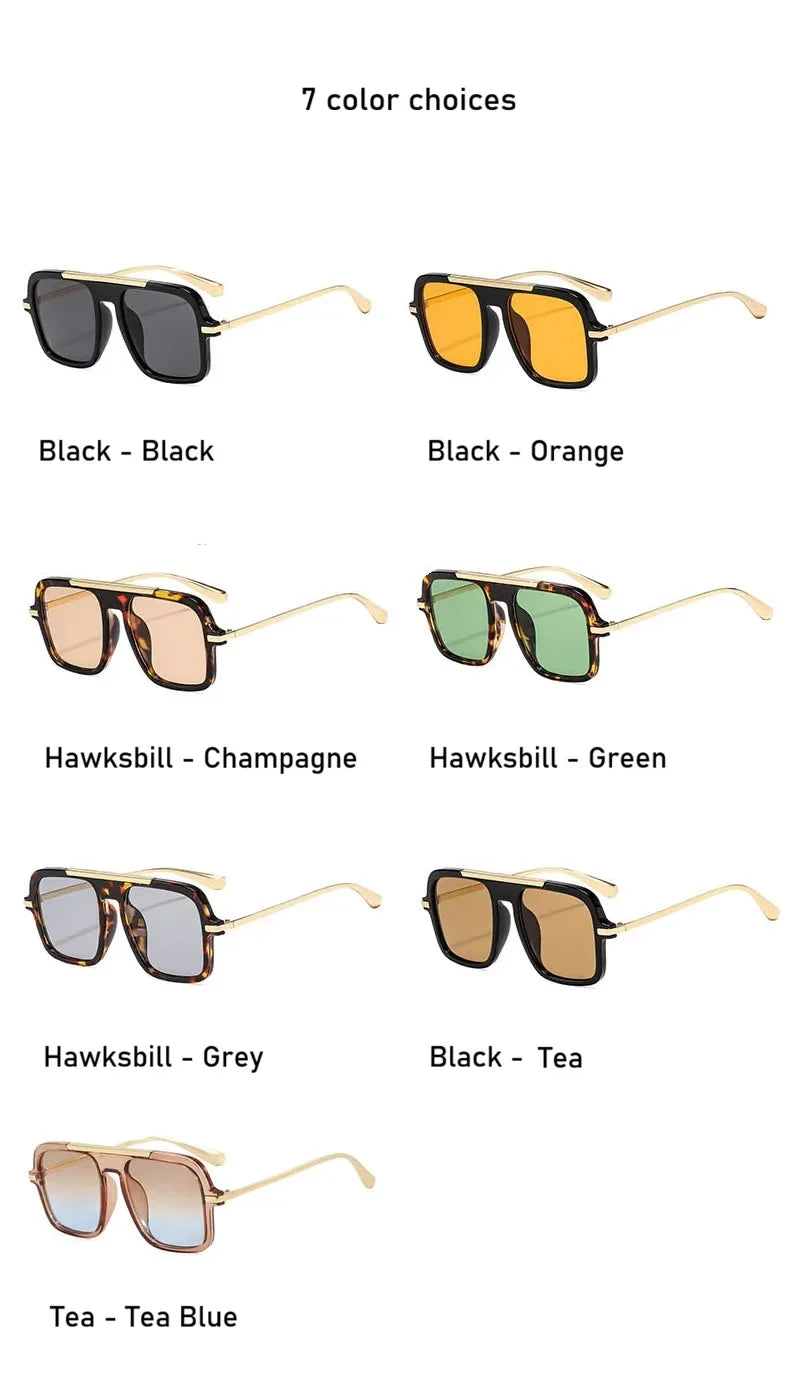 QVQV Brand Design Square Oversized Sunglasses for Women Men Fashion Popular Leopard Champagne Shades UV400 Sun Glasses Trendy