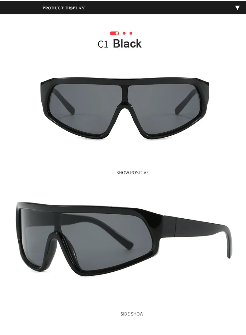Cycling 2pcs Fashion New Sports Sunglasses Women Punk Style Outdoor Eyeglasses One Piece Personalized Square Glasses Unisex