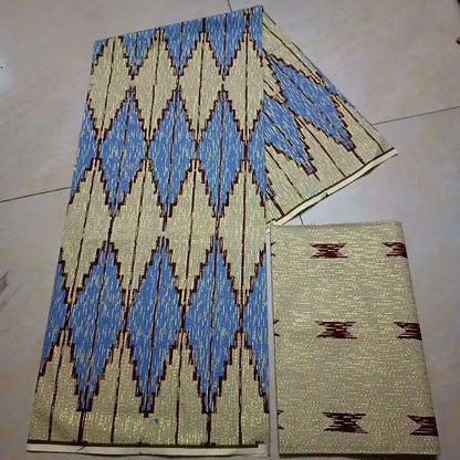KENTE 4+2YARD 2024 Latest Design 6 Yards/lot African Fabric Gold Powder Ankara 100% Cotton Farbic For Sewing Wax Print Fabric