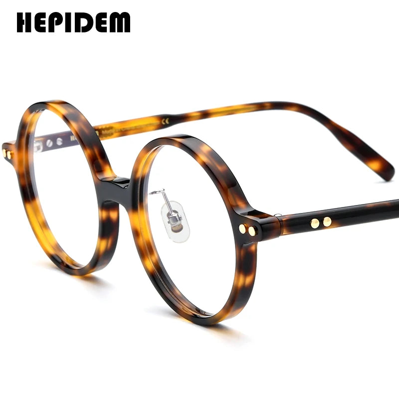 FONEX HEPIDEM Acetate Eyeglasses Frame Men 2025 New Small Round Brand Design Glasses Women Retro Vintage Eyewear Spectacles 9341