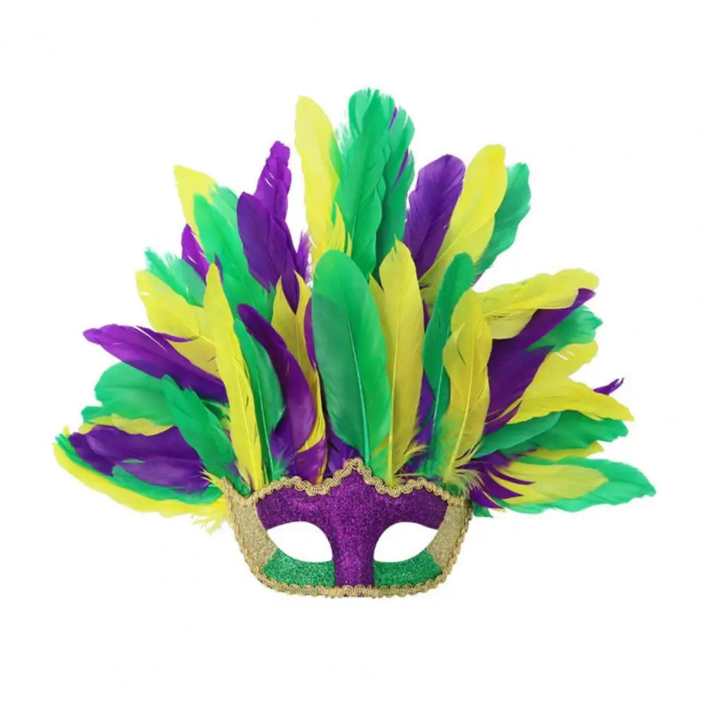 Carnival Masque Mardi Gras Masque Colorful Feather Masquerade Masque for Women Venetian Carnival Costume Party Masques