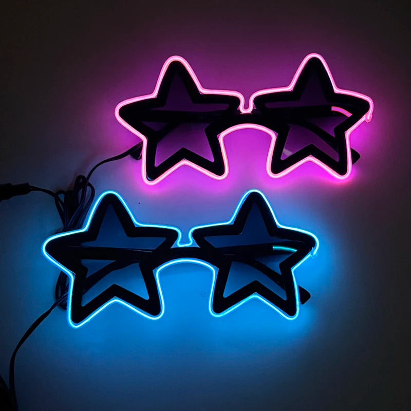 Cool glowing star shape glasses Led Light Up Star Glasses Glow In The Dark glasses for nightclub Birthday wedding party supplies