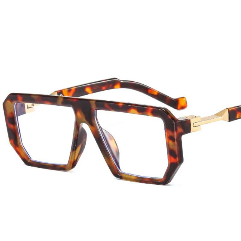Retro Rectangle Men's Reading Glasses Transparent Computer Big Square Anti Blue Light Glasses Frame Punk Presbyopia Eyewear +1.5