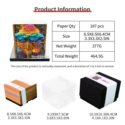 2026 3D Calendar Memo Pad Led Time Piece Calendar Tree of Chakra Desk Calendar Paper Carving Sticky Calendar For Christmas Gifts