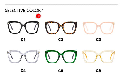 Black Oversized Square Reading Glasses for Women Rivets Retro Presbyopia Eyeglasses Female Transparent Optical Lenses