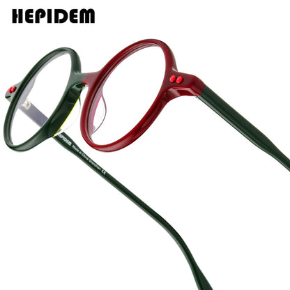 FONEX HEPIDEM Acetate Eyeglasses Frame Men 2025 New Small Round Brand Design Glasses Women Retro Vintage Eyewear Spectacles 9341