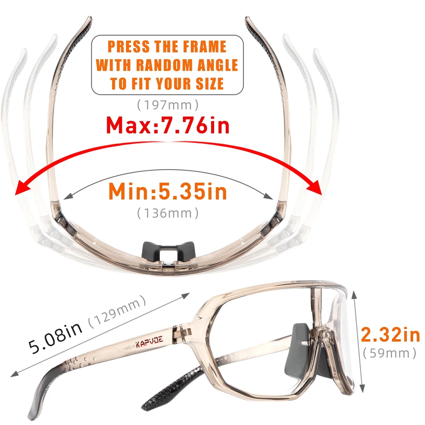 KAPVOE Photochromic Cycling Glasses Sports Sunglasses for Men Women UV400 Protection Bicycle MTB Mountain Bike Sunglasses